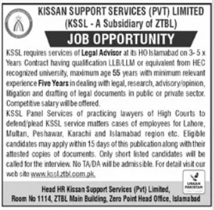 Legal Advisor Islamabad position at KSSL head office
